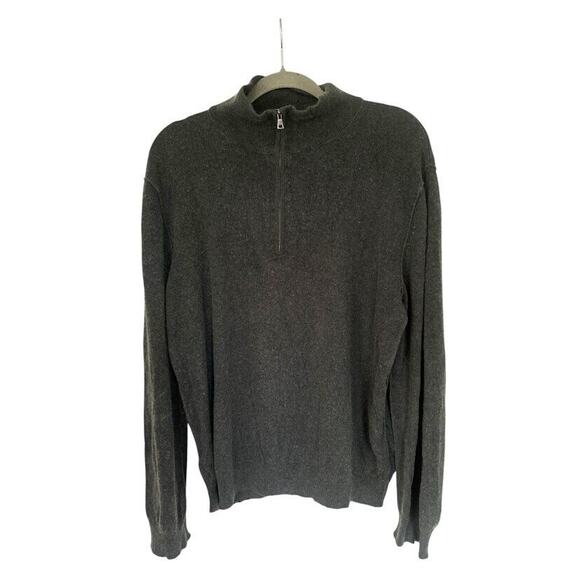 Banana Republic Silk Cashmere Sweater Size XL Mens Gray 1/4 Zip Pullover Classic - Picture 1 of 6